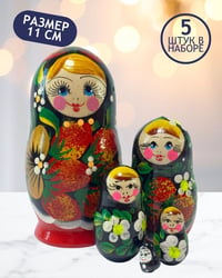 Матрешка Клавдия красная 5 в 1, 11 см - K44