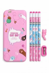Penālis Cat Day ar 4 HB zīmuļiem zīmuļasināmo