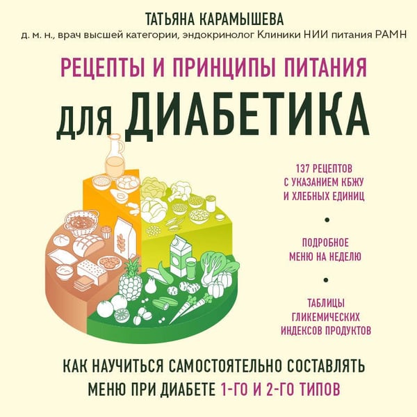 Дополнительное изображение книги «Рецепты и принципы питания для диабетика. Как научиться самостоятельно составлять меню при диабете 1-го и 2-го типов»