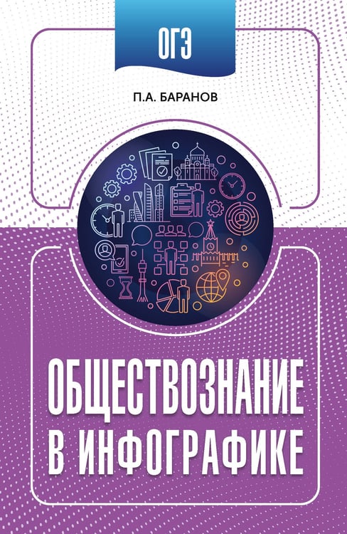 Обложка книги «ОГЭ. Обществознание в инфографике» — Баранов Петр Анатольевич, ISBN 9785171778583