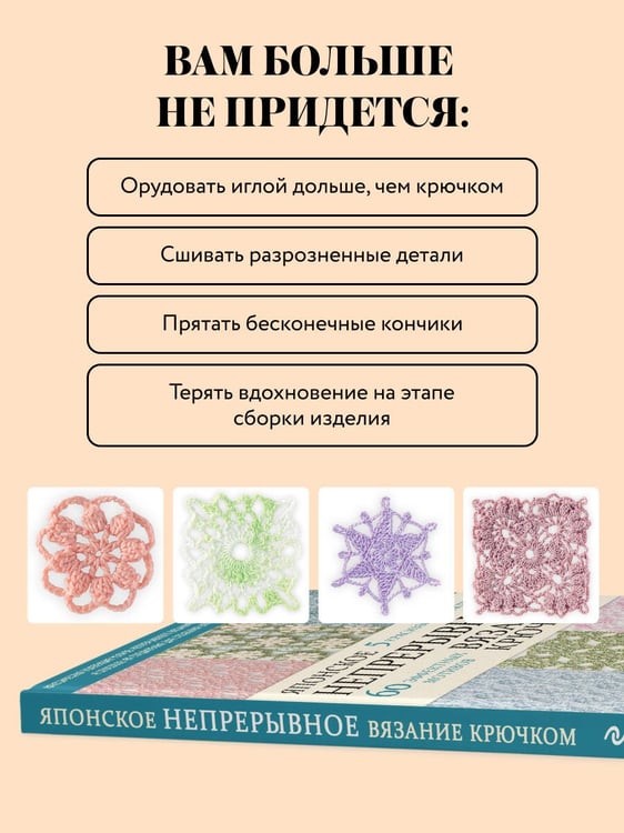 Дополнительное изображение книги «Японское непрерывное вязание крючком. 60 эффектных мотивов и 5 красивых проектов (мягкая обложка)»