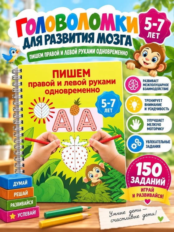 Дополнительное изображение книги «Пишем правой и левой руками одновременно. 5-7 лет»