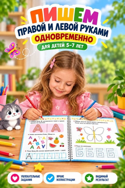 Дополнительное изображение книги «Пишем правой и левой руками одновременно. 5-7 лет»
