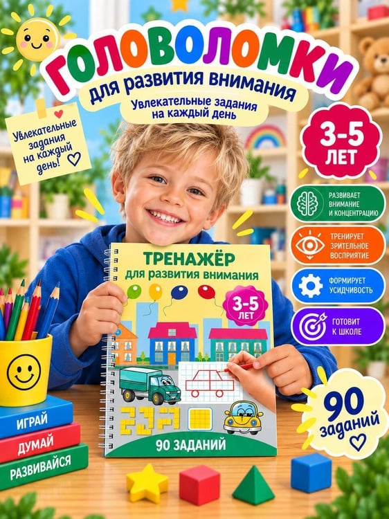 Дополнительное изображение книги «Тренажёр для развития внимания. 3-5 лет»
