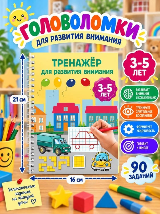 Дополнительное изображение книги «Тренажёр для развития внимания. 3-5 лет»