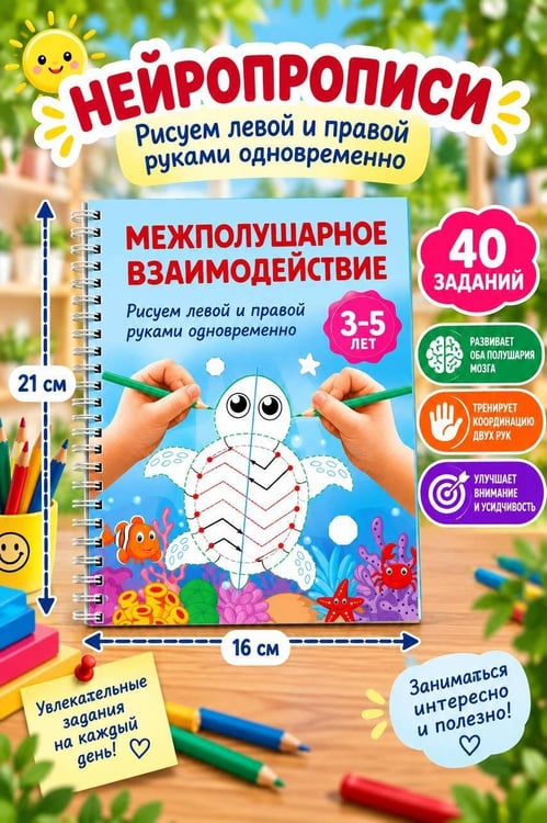 Дополнительное изображение книги «Межполушарное взаимодействие. Рисуем левой и правой руками одновременно. 3-5 лет»