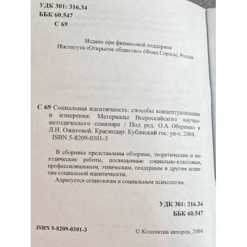 Дополнительное изображение книги «Социальная идентичность: способы концептуализации и измерения»
