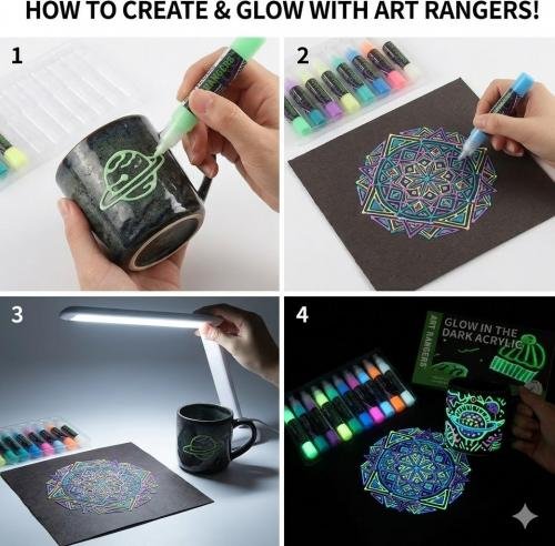 Дополнительное изображение книги «Akrila flomasteru komplekts 10x30ml tumsā spīd Art»