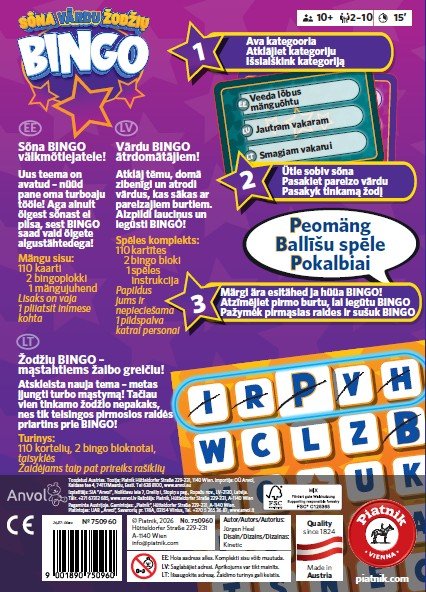 Дополнительное изображение книги «PIATNIK Настольная игра Word Bingo»