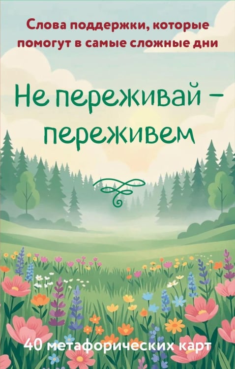Обложка книги «Не переживай - переживем. Слова поддержки, которые помогут в самые сложные дни (40 метафорических карт)» — None, ISBN 9785042473319
