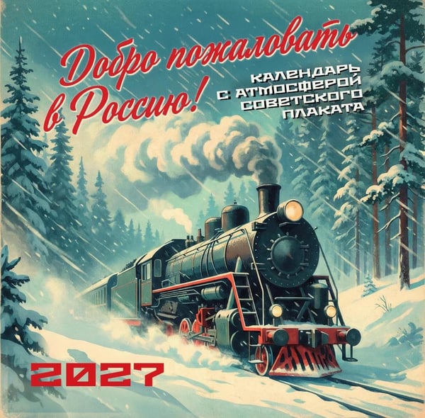 Дополнительное изображение книги «Добро пожаловать в Россию! Календарь с атмосферой советского плаката настенный на 16 месяцев на 2027 год (300х300 мм)»