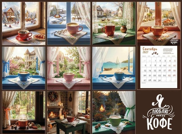 Дополнительное изображение книги «Я люблю кофе. Календарь настенный на 2027 год (300х300 мм)»